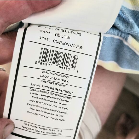 NEWPORT Yellow And Blue Stripe Pillows Duck Feather Fill Decorative Pillow Beach - Picture 4 of 7